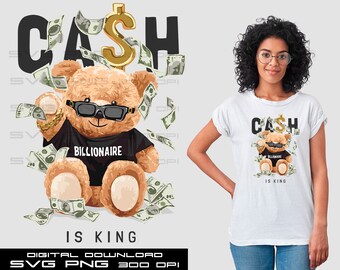 Cool bear king SVG PNG | DTG Printing | Instant download | T-shirt Sublimation Digital File Download