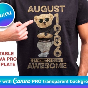 Bewerkbare afbeelding in CANVA, verjaardag man Png JPG PDF, T-shirt ontwerp sublimatie ontwerp