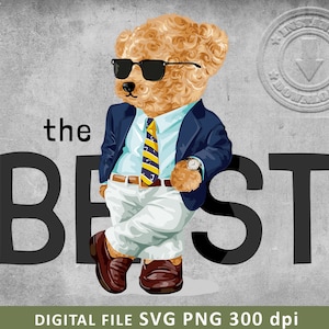 Cool bear SVG PNG | DTG Printing | Instant download | T-shirt Sublimation Digital File Download