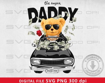 Cool björn SVG PNG | DTG-utskrift | Direkt nedladdning | Nedladdning av digital fil för sublimering av t-shirt