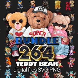 Teddy Bear 264 images SVG PNG  | DTG Printing | Instant download | T-shirt Sublimation Digital File Download