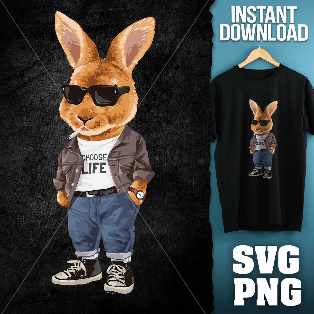 Cool Rabbit Svg Cool Bunny SVG PNG | DTG Printing | Instant Download | T-shirt ...