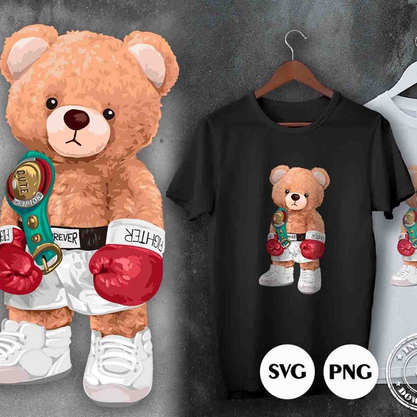 Teddy bear doll champion boxing athletic SVG PNG | DTG Printing | Instant download | T-shirt Sublimation Digital File Download