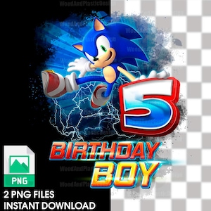 Sonic Birthday Boy 5th PNG / Design di compleanno / Download digitale PNG / PNG di alta qualità