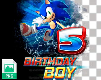 Sonic Birthday Boy 5th  PNG | Birthday Design | Digital download PNG  | High Quality PNG