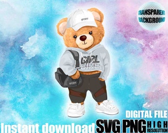 Teddy bear girl SVG PNG | DTG Printing | Instant download | T-shirt Sublimation Digital File Download