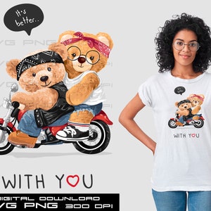 Cool bear SVG PNG | DTG Printing | Instant download | T-shirt Sublimation Digital File Download