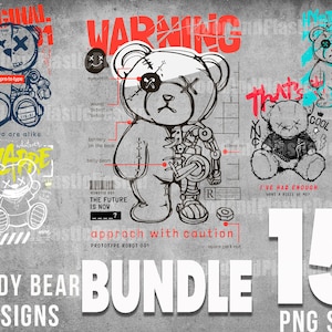 Teddy Bear graffiti  15 images SVG PNG  | DTG Printing | Instant download | T-shirt Sublimation Digital File Download