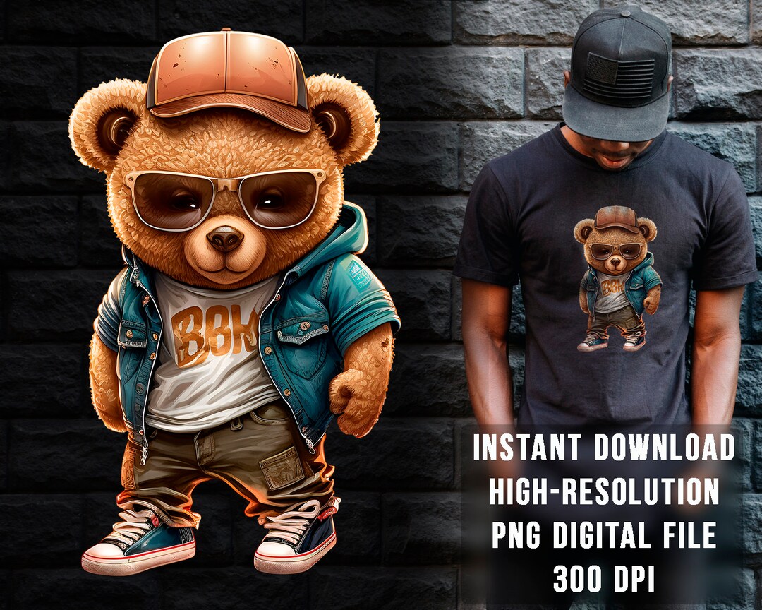 Cool Bear PNG DTG Printing Instant Download T-shirt Sublimation Digital ...