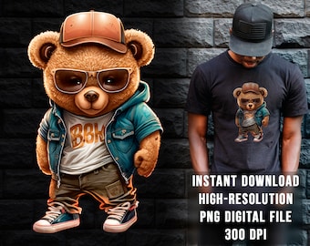 Cool bear  PNG | DTG Printing | Instant download | T-shirt Sublimation Digital File Download