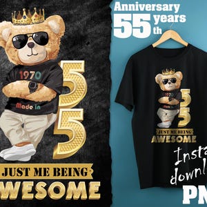 55th birthday man  Png | Anniversary man 55 years | Birthday man  Png | Digital T-shirt design sublimation design