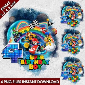 スーパーマリオカート レインボーロード 誕生日男の子 2、3、4、5 歳 | 即時ダウンロード PNG | T シャツ昇華デジタル ファイル ダウンロード |