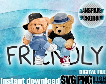Cool björn SVG PNG | DTG-utskrift | Direkt nedladdning | Nedladdning av digital fil för sublimering av t-shirt
