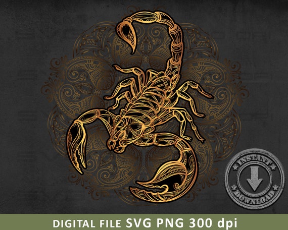 Scorpion Tattoo Design: SVG, PNG Files for DTG Printing (Digital Download)