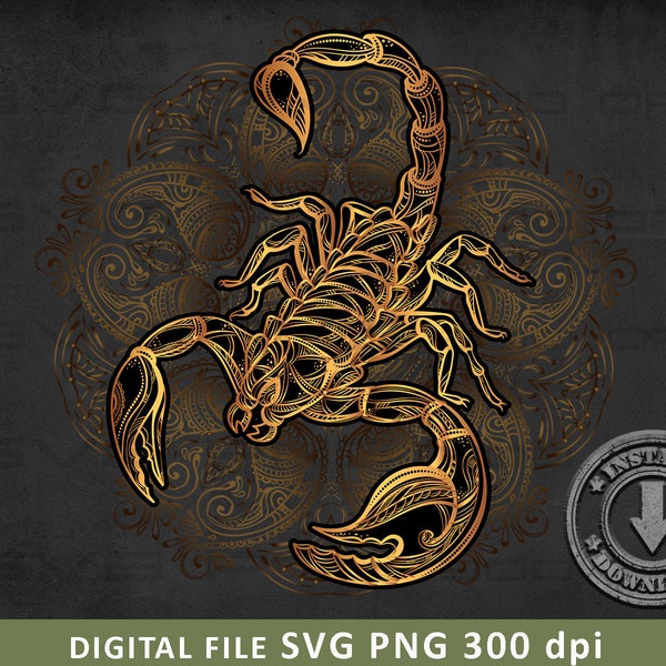 Pattern with scorpion ai svg png | DTG Printing | Instant download | T-shirt Sublimation Digital File Download