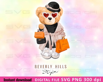 Cool bear girl SVG PNG | DTG Printing | Instant download | T-shirt Sublimation Digital File Download