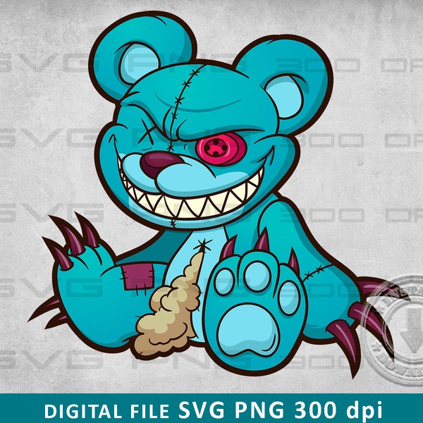 zombie bear SVG PNG | DTG Printing | Instant download | T-shirt Sublimation Digital File Download