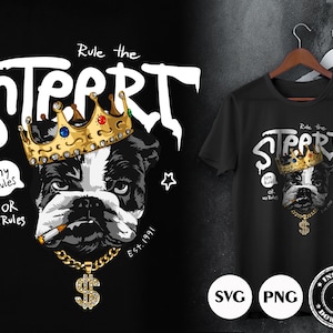 Angry dog wearing golden crown SVG PNG | DTG Printing | Instant download | T-shirt Sublimation Digital File Download