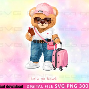 Cool bear girl SVG PNG | DTG Printing | Instant download | T-shirt Sublimation Digital File Download