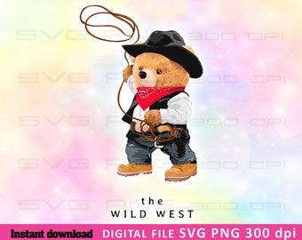 Cool bear cowboy SVG PNG | DTG Printing | Instant download | T-shirt Sublimation Digital File Download