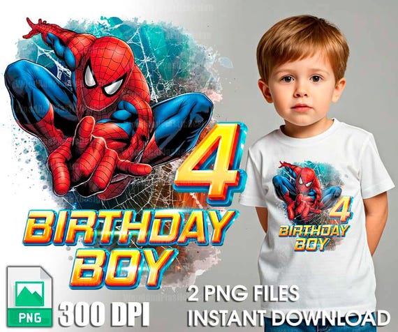 Spiderman 4th Birthday Boy PNG | Family Matching Design (Digital Download)