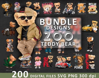 Teddy Bear 200 images SVG PNG  | DTG Printing | Instant download | T-shirt Sublimation Digital File Download