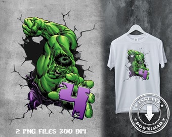 4th birthday boy | Instant download PNG | T-shirt Sublimation Digital File Download | Hulk Birthday Shirt Iron On Transfer