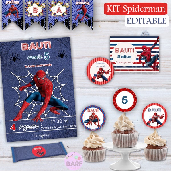 Spiderman Party Bundle birthday, Spiderman Birthday Party, Labels for Party. Instant Download, Digital File, Power Point.