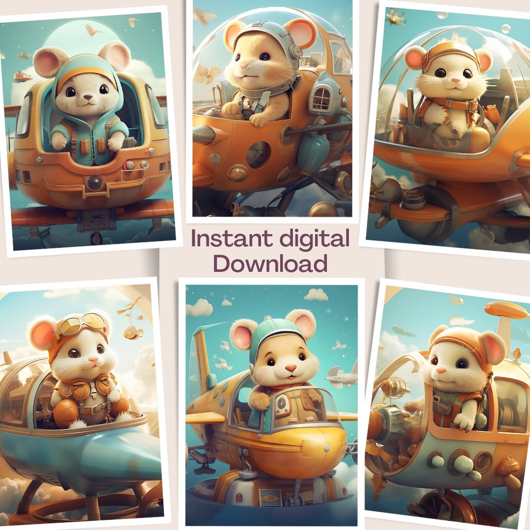 Printable Set of 6 Animals Prints, Nursery Decor, Cute Baby Animals ...