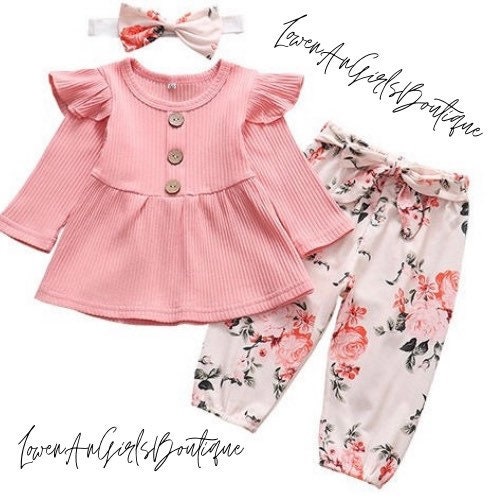 Baby Girl Clothing Pink Outfit for Baby Girl 3pieces Outfit Etsy