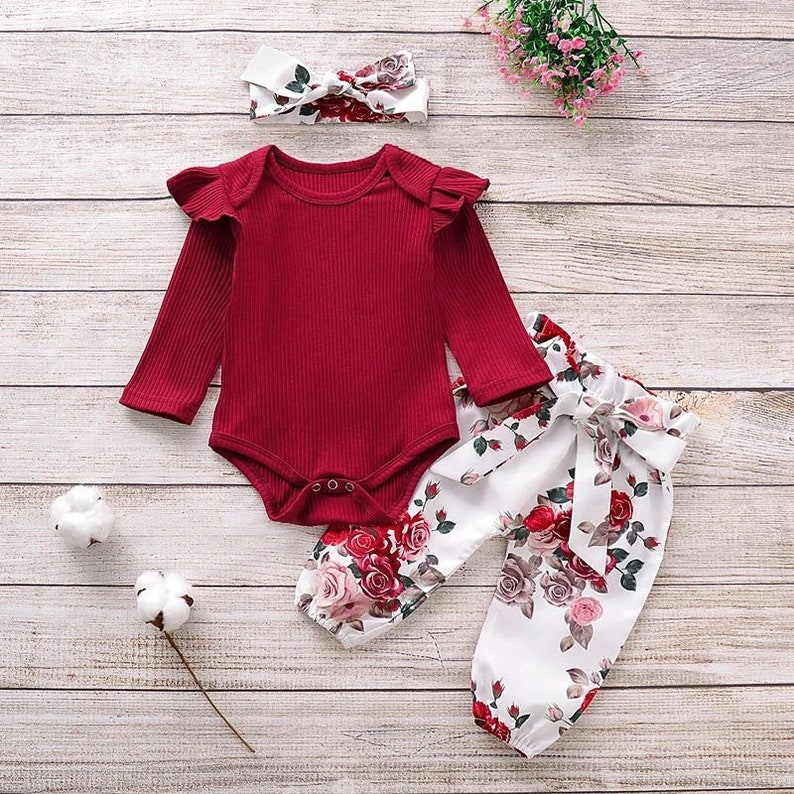 Baby girl Outfit Baby Girl Clothing 3pc Set longSleeve Etsy