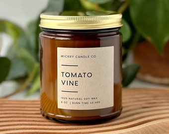 Tomato Vine Soy Candle, 8 oz Summer Candle, Gift for Gardeners