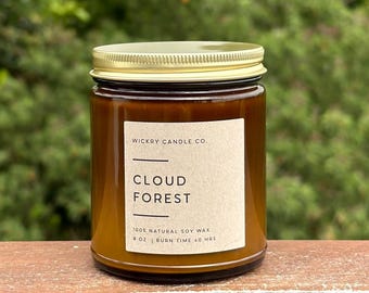 Cloud Forest Soy Candle, Rainforest Petrichor Scent, 8 oz Candle