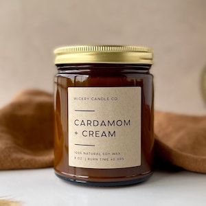 Cardamom Cream Soy Candle, Spiced Chai Scent, 8 oz