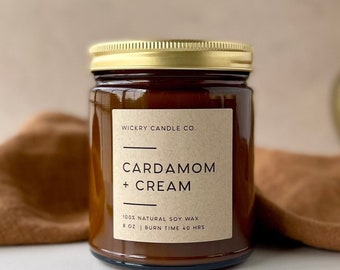Cardamom Cream Soy Candle, Spiced Chai Scent, 8 oz