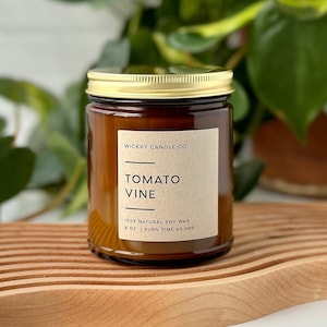 Tomato Vine Soy Candle, Gift for Gardeners, Fresh Garden Candle, Earthy Herbal Summer Candle, Handmade Gift for Friend