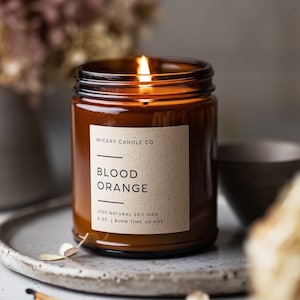 Blood Orange Soy Candle, 8 oz Handmade Candle, Summer Citrus Candle, Gift for Friend, Housewarming Gift, Non-Toxic Vegan Candle, Home Decor