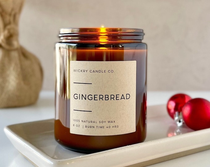 Gingerbread Soy Candle, 8 Oz Soy Candle, Gingerbread Cookie Candle, Winter Candle, Holiday