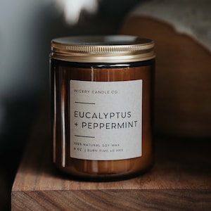 Eucalyptus Peppermint Soy Candle, Aromatherapy Spa Candle