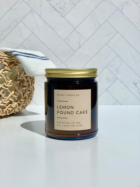 Lemon Pound Cake Soy Candle, Amber Jar Candle, Vegan Candle, Birthday Gift for Mom, Bakery Dessert Candle, Container Candle