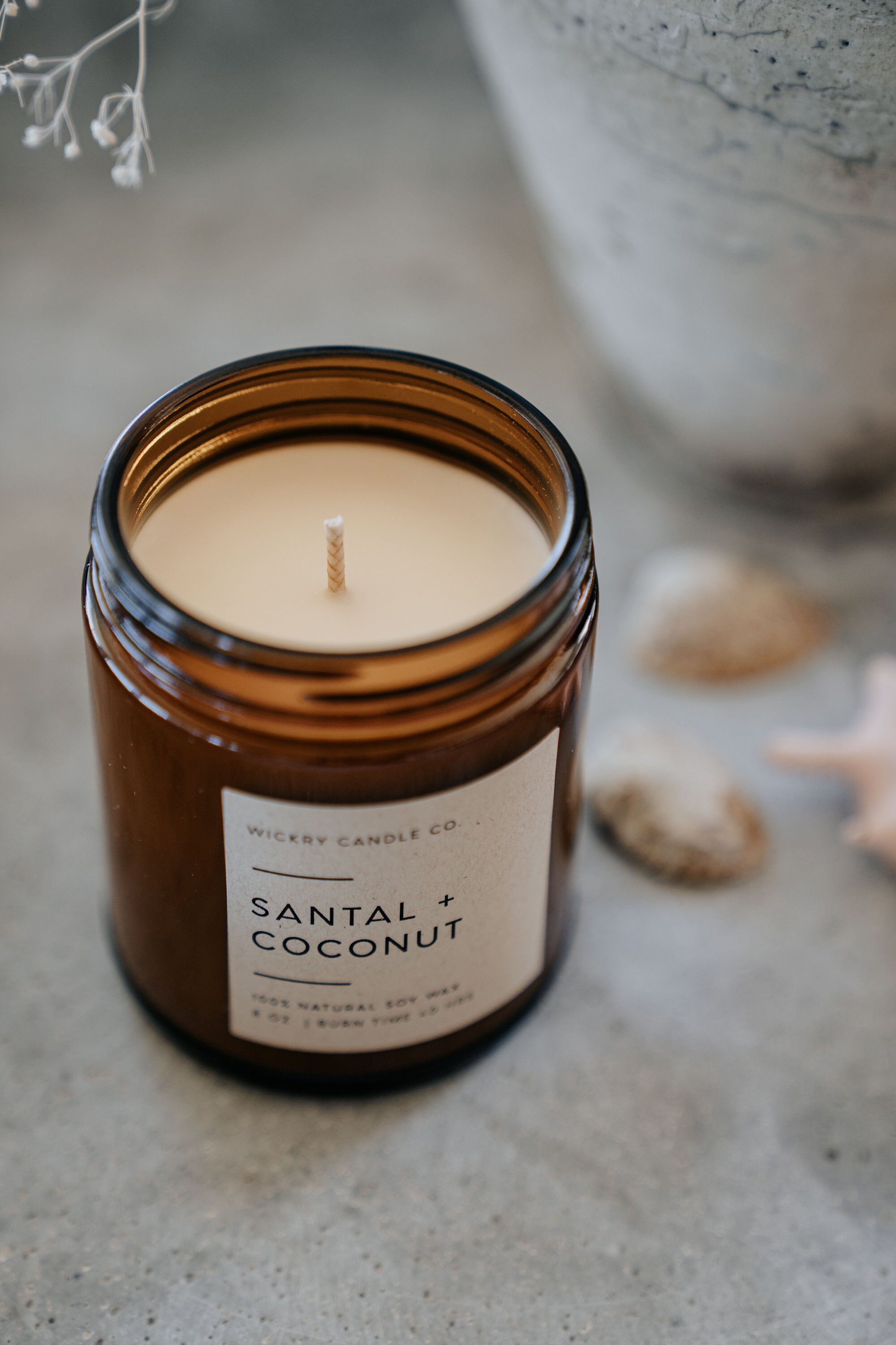 Santal Coconut Soy Candle 8 Oz Amber Jar Candle Sandalwood - Etsy UK