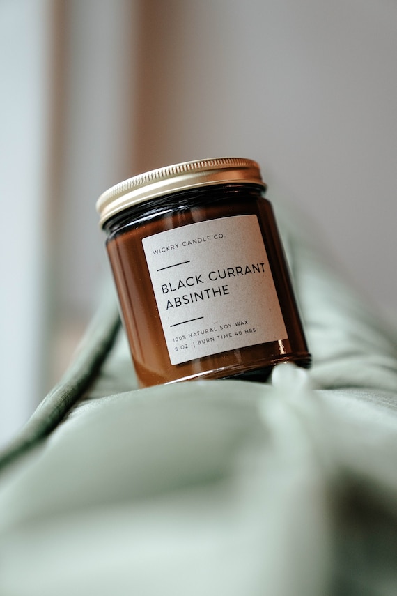 Black Currant Absinthe Soy Candle, Cocktail Gift, Gift for Him, Handcrafted Fall Candle, Cozy Fall Gift, Home Decor