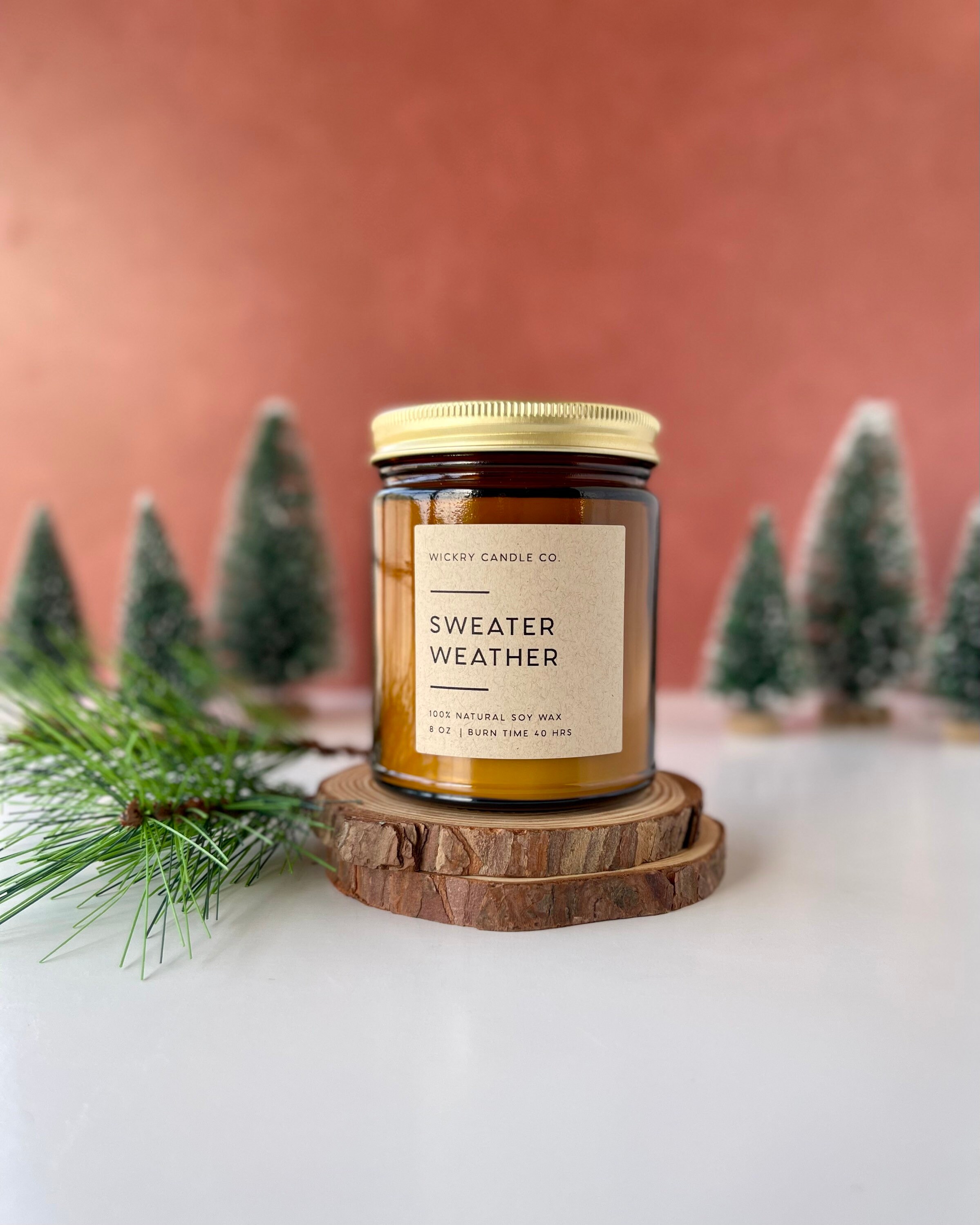 Sweater Weather Candle Amber Jar Soy Candle Winter Candle Etsy