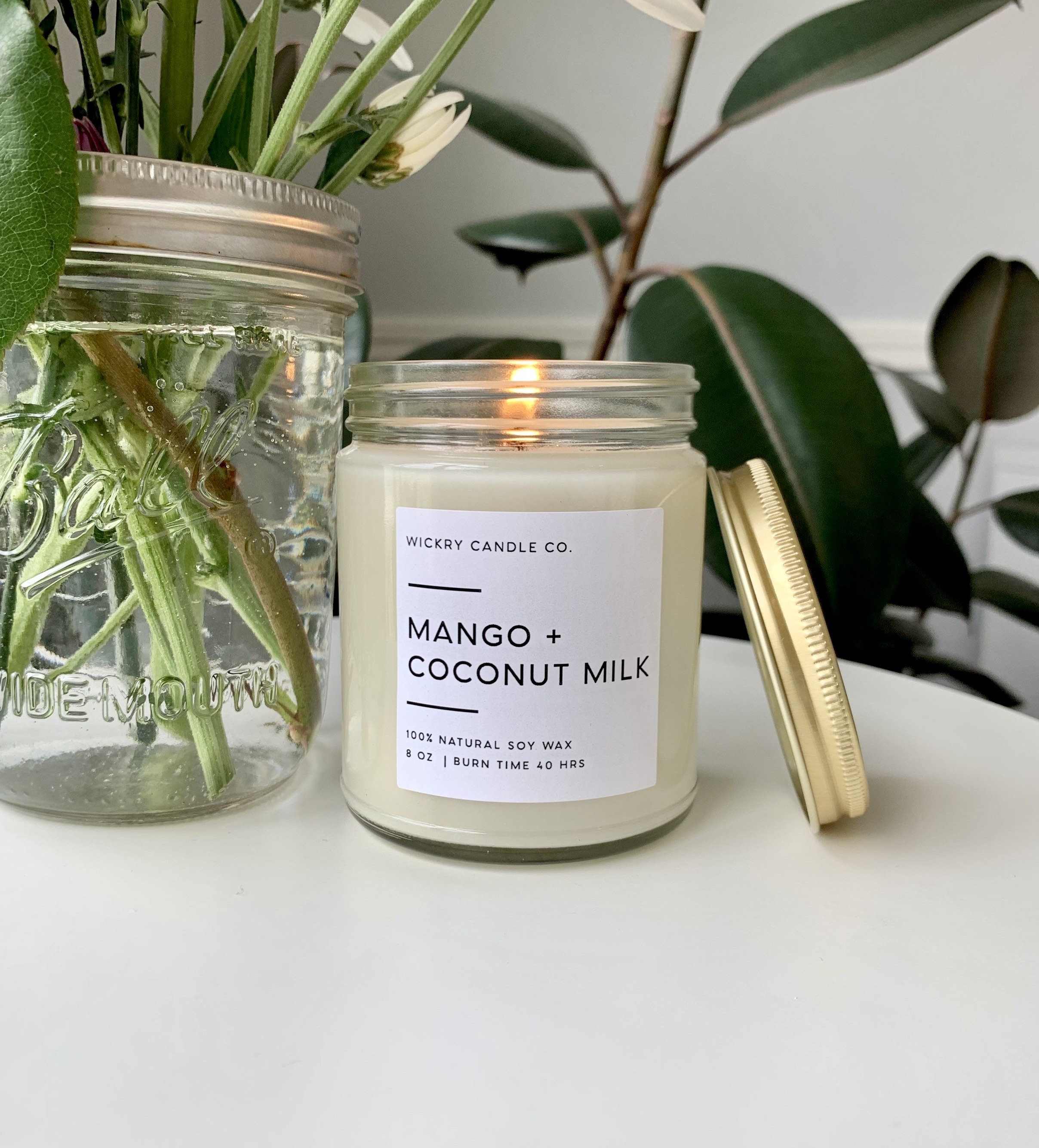 Mango and Coconut Milk Soy Candle 8 oz Candle in Jar Summer Etsy