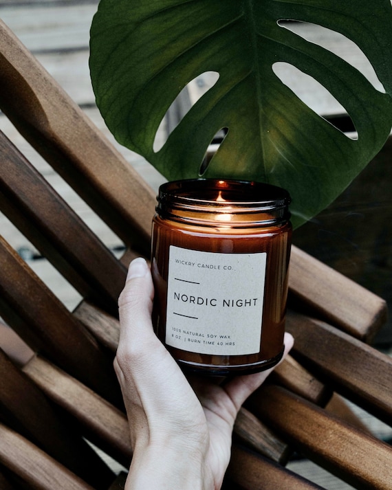 Nordic Night Soy Candle, 8 Oz Winter Jar Candle, Fall Candle