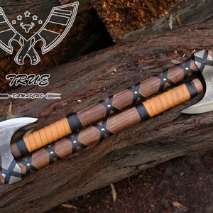 Viking Axe , Viking Forged Axe , Viking Bearded Axe , Camping Hatchet with Wood Shaft , Best for Birthday , Anniversary Gift for him.