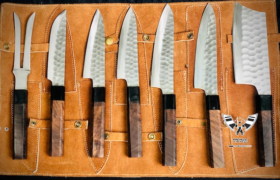 Hand Forged Steel Chef's Knife Set of 7 BBQ Knife Kitchen Knife Gift for  Her Valentines Gift Camping Knife Gift for Him Groomsmen Gift SM 