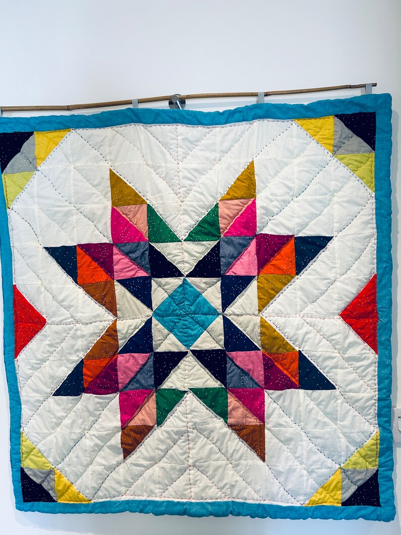 Brightly Coloured Patchwork Quilt Wall Hanging in a Star Motive - Etsy