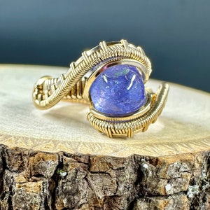 14k Gold Filled Tanzanite Ring, Wire Wrapped Ring, Unique Tanzanite Solitaire Ring, December Birthstone Jewelry, Tanzanite Engagement Ring