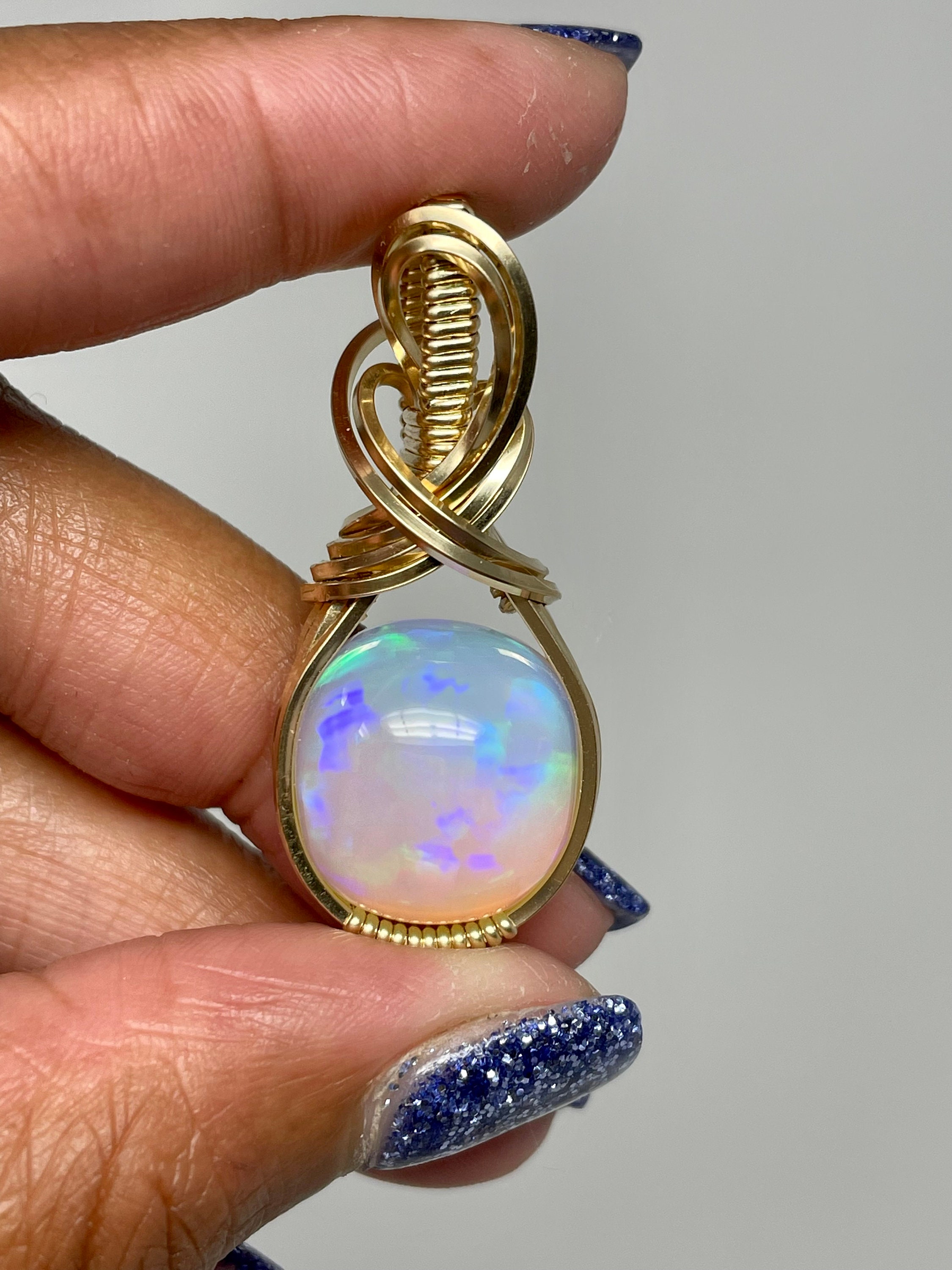 Opal Pendant Wire Wrapped Opal Pendant Genuine Earth Mined Etsy